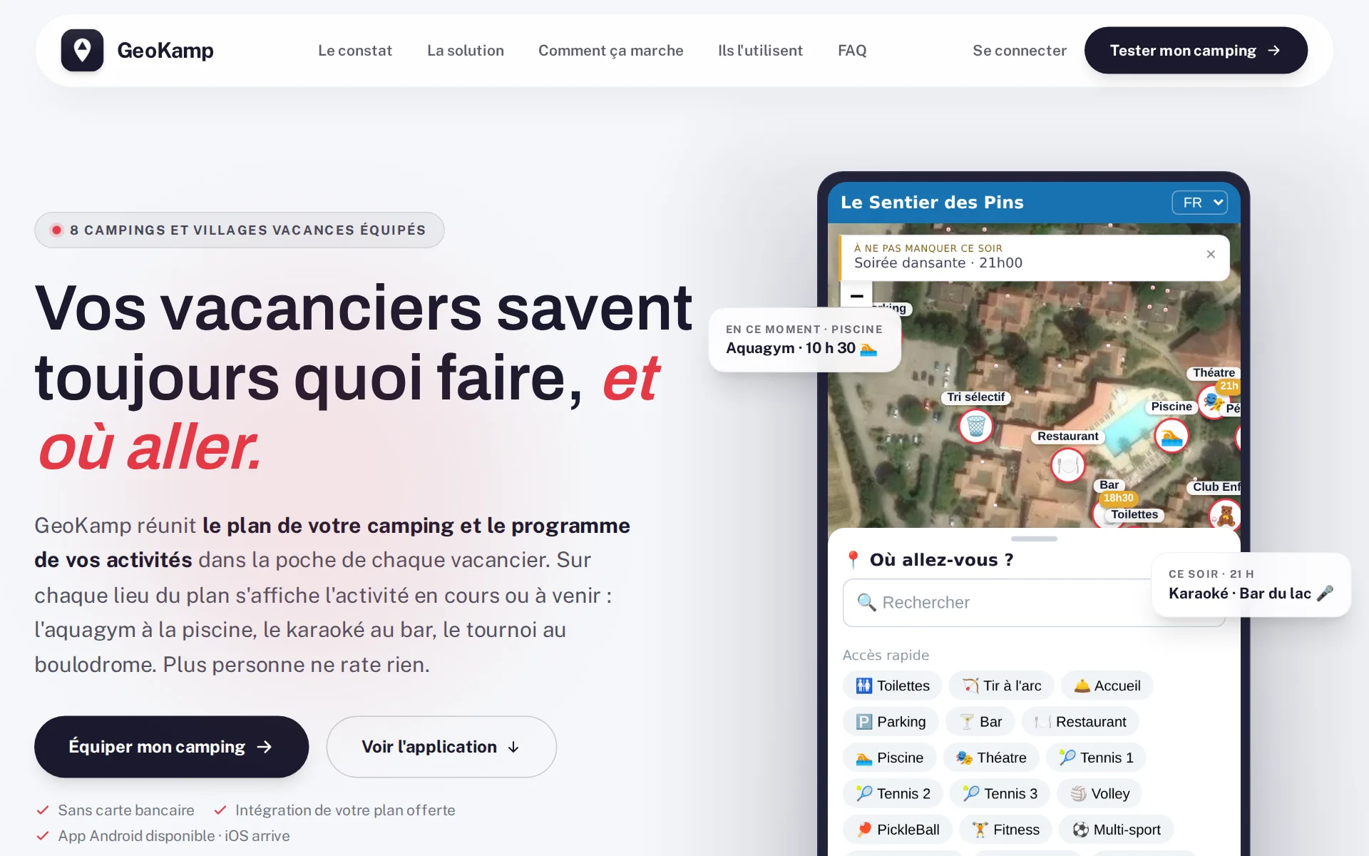GeoKamp — cartographie pour l'hôtellerie de plein air